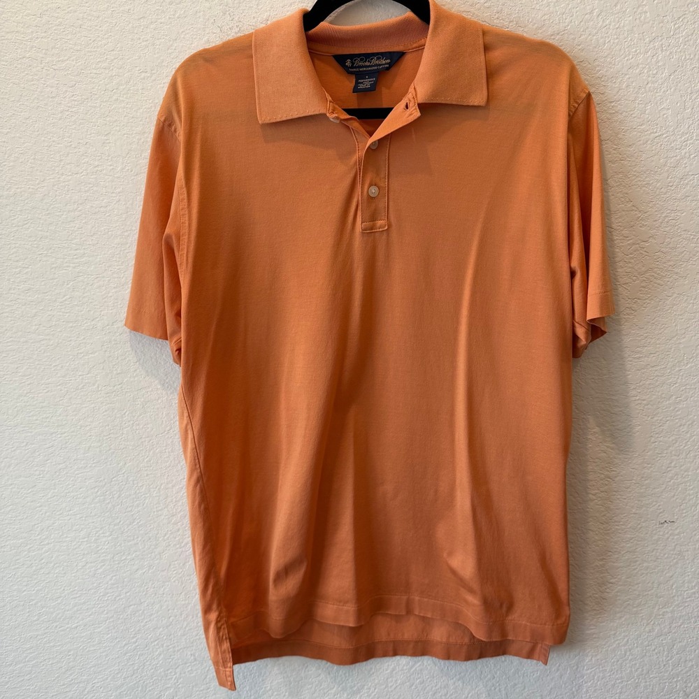 Brooks Brothers Mens Orange Double Mercerized Cotton Performance Polo Shirt S